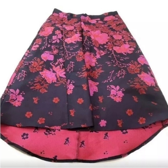 Anthropologie Eva Franco Asymmetrical Floral Jacquard Skirt Sz 2 Brocade Office - Picture 8 of 16